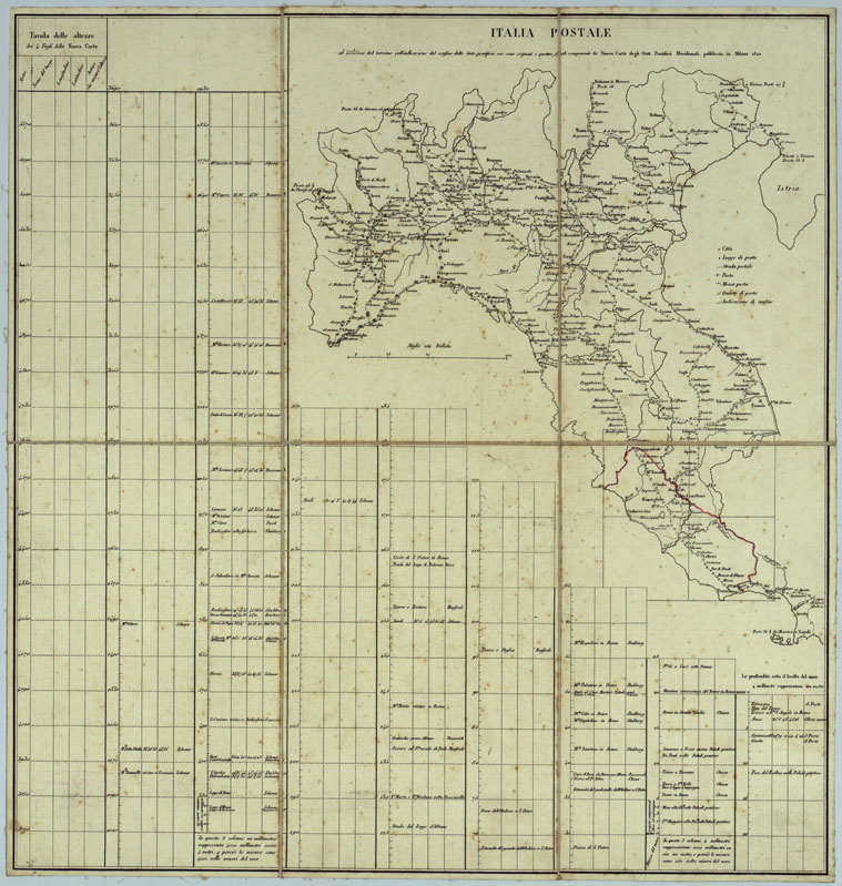(N:13036) NUOVA CARTA STATI PONTIFICI MERIDIONALI MILANO 1820. (CA005898) Carte e stampe antiche: riproduzione a colori su carta (formato A1)