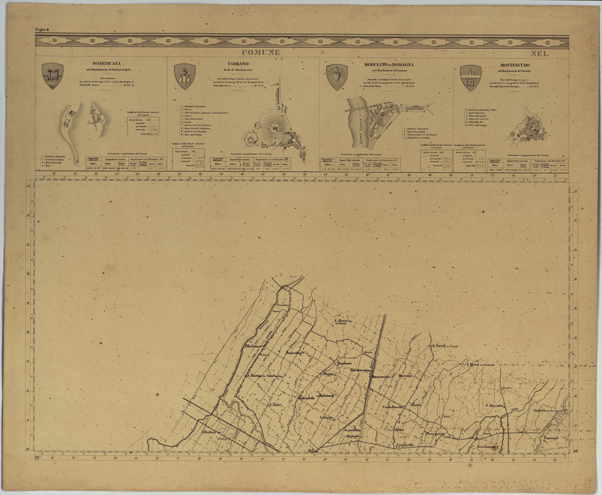 (N:14343) CARTA TOPOGRAFICA DELLA PROVINCIA DI FORLI' COL TERRITORIO DELLA REPUBBLICA DI S. MARINO E CON PARTE DI QUELLO DELLE FINITIME PROVINCIE DI FIRENZE, AREZZO, PESARO E RAVENNA - FOGLIO II. (CA005941) Carte e stampe antiche: riproduzione a colori su carta (formato A1)