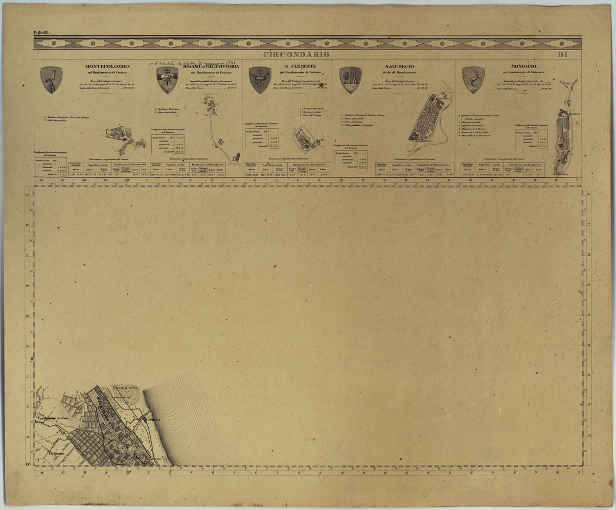 (N:14344) CARTA TOPOGRAFICA DELLA PROVINCIA DI FORLI' COL TERRITORIO DELLA REPUBBLICA DI S. MARINO E CON PARTE DI QUELLO DELLE FINITIME PROVINCIE DI FIRENZE, AREZZO, PESARO E RAVENNA - FOGLIO III. (CA005942) Carte e stampe antiche: riproduzione a colori su carta (formato A1)