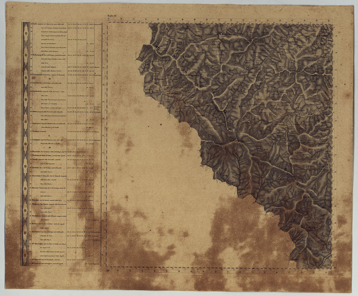 (N:14346) CARTA TOPOGRAFICA DELLA PROVINCIA DI FORLI' COL TERRITORIO DELLA REPUBBLICA DI S. MARINO E CON PARTE DI QUELLO DELLE FINITIME PROVINCIE DI FIRENZE, AREZZO, PESARO E RAVENNA - FOGLIO IX. (CA005948) Carte e stampe antiche: riproduzione a colori su carta (formato A1)