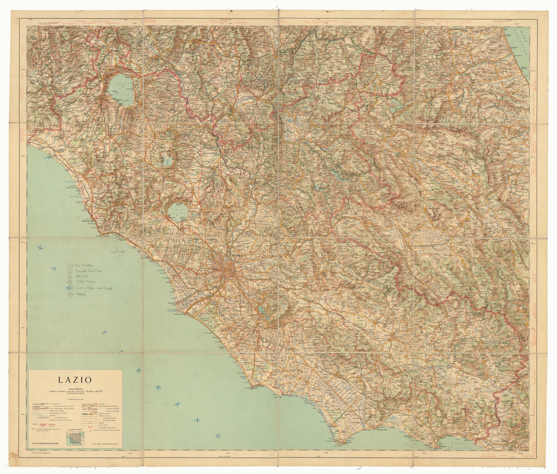 (N:18766) LAZIO (CA005959) Carte e stampe antiche: riproduzione a colori su carta (formato A1)