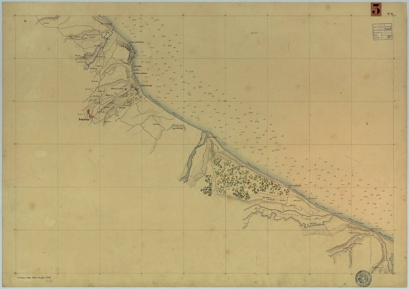 (N:9261) CARTA RILIEVI DELLE COSTE DELL'ADRIATICO DAL FIUME TRONTO A GAGLIANO DEL CAPO DI S.TA MARIA DI LEUCA - FOGLIO 8 (CA005972) Carte e stampe antiche: riproduzione a colori su carta (formato A1)