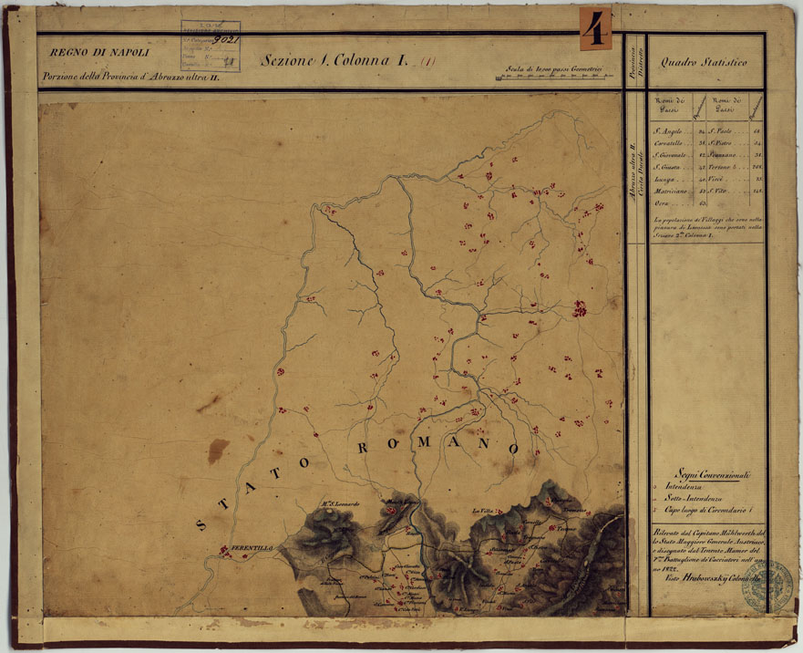 (N:14234) CARTA DELLE PROVINCE CONTINENTALI DELL'EX REGNO DI NAPOLI - SEZIONE 1 COLONNA I (1) (CA006010) Carte e stampe antiche: riproduzione a colori su carta (formato A1)