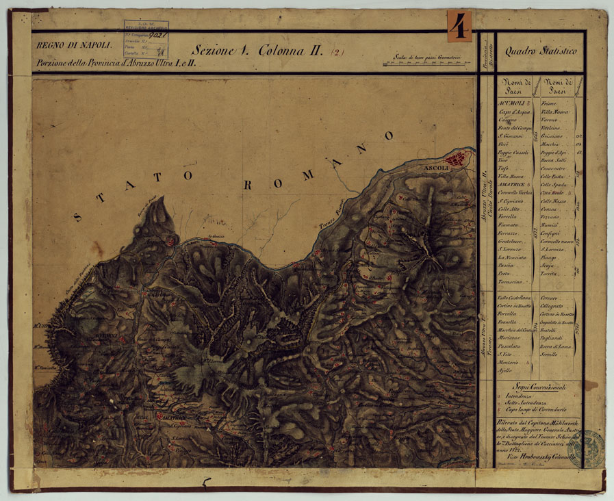 (N:14235) CARTA DELLE PROVINCE CONTINENTALI DELL'EX REGNO DI NAPOLI - SEZIONE 1 COLONNA II (2) (CA006011) Carte e stampe antiche: riproduzione a colori su carta (formato A1)