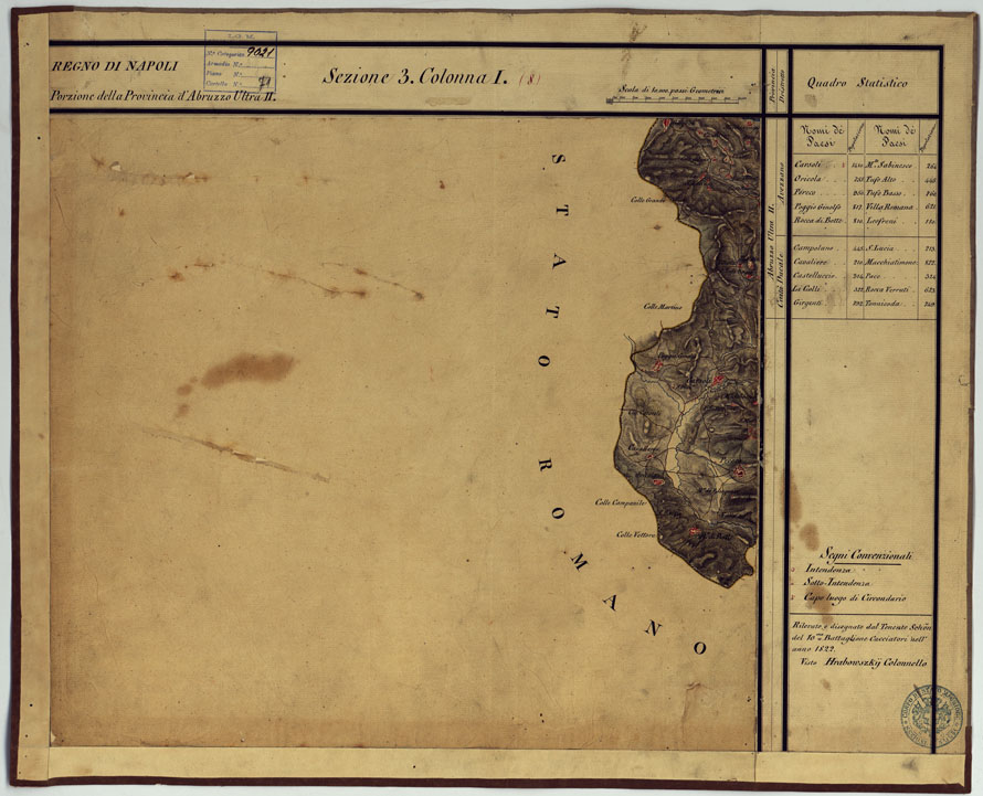(N:14256) CARTA DELLE PROVINCE CONTINENTALI DELL'EX REGNO DI NAPOLI - SEZIONE 3 COLONNA I (8) (CA006017) Carte e stampe antiche: riproduzione a colori su carta (formato A1)