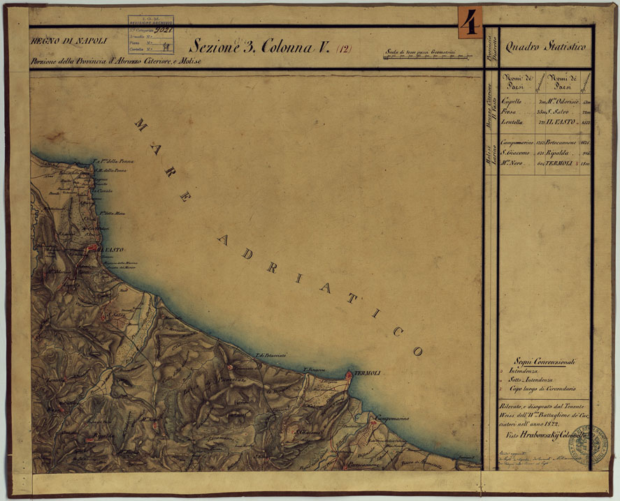 (N:14260) CARTA DELLE PROVINCE CONTINENTALI DELL'EX REGNO DI NAPOLI - SEZIONE 3 COLONNA V (12) (CA006021) Carte e stampe antiche: riproduzione a colori su carta (formato A1)