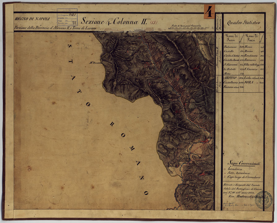 (N:14263) CARTA DELLE PROVINCE CONTINENTALI DELL'EX REGNO DI NAPOLI - SEZIONE 4 COLONNA II (15) (CA006023) Carte e stampe antiche: riproduzione a colori su carta (formato A1)