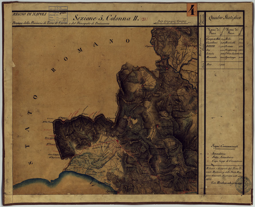 (N:14268) CARTA DELLE PROVINCE CONTINENTALI DELL'EX REGNO DI NAPOLI - SEZIONE 5 COLONNA II (21) (CA006029) Carte e stampe antiche: riproduzione a colori su carta (formato A1)