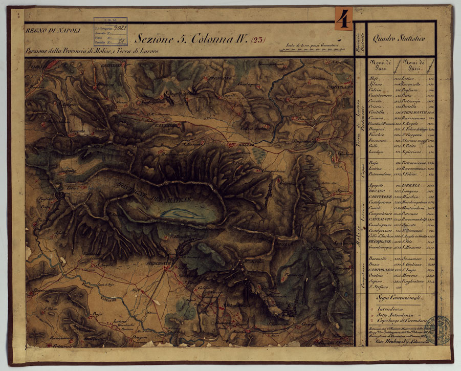 (N:14270) CARTA DELLE PROVINCE CONTINENTALI DELL'EX REGNO DI NAPOLI - SEZIONE 5 COLONNA IV (23) (CA006031) Carte e stampe antiche: riproduzione a colori su carta (formato A1)