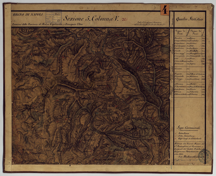 (N:14271) CARTA DELLE PROVINCE CONTINENTALI DELL'EX REGNO DI NAPOLI - SEZIONE 5 COLONNA V (24) (CA006032) Carte e stampe antiche: riproduzione a colori su carta (formato A1)