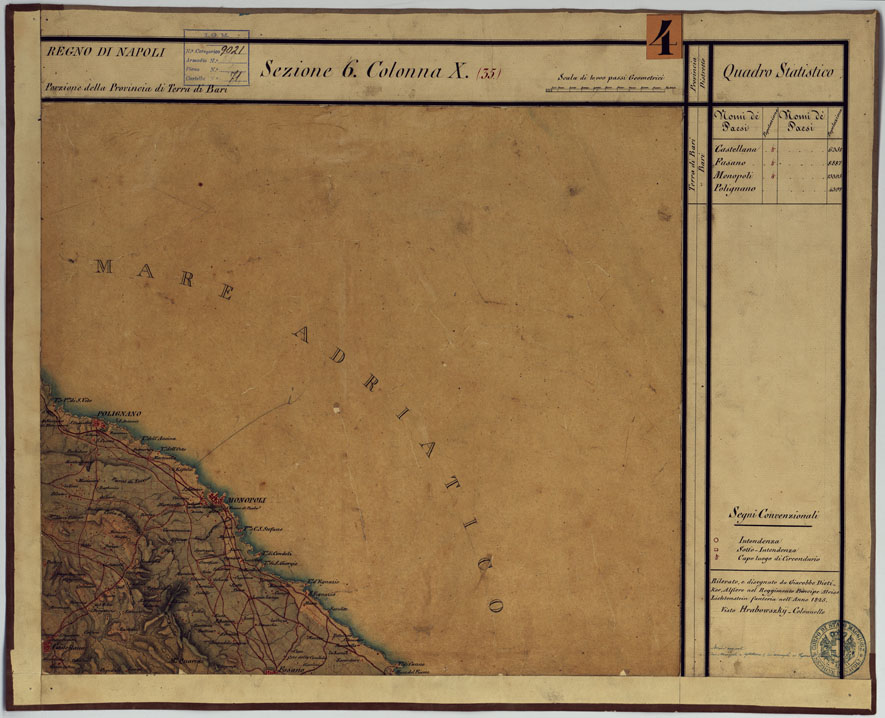 (N:14283) CARTA DELLE PROVINCE CONTINENTALI DELL'EX REGNO DI NAPOLI - SEZIONE 6 COLONNA X (35) (CA006044) Carte e stampe antiche: riproduzione a colori su carta (formato A1)