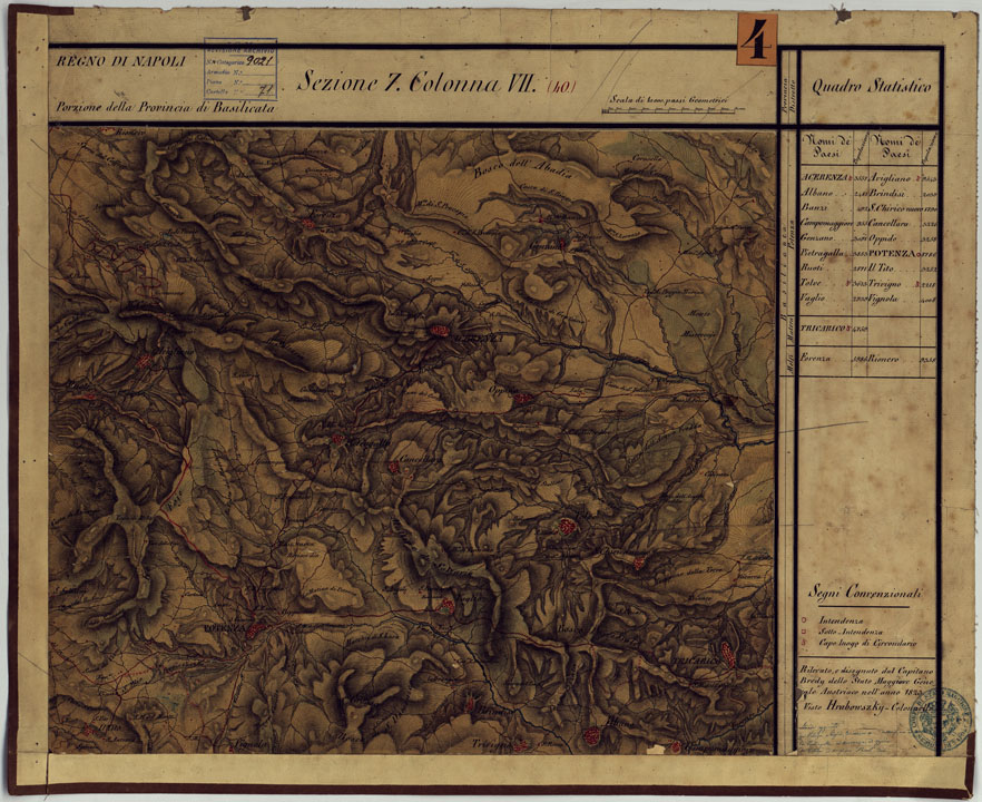 (N:14289) CARTA DELLE PROVINCE CONTINENTALI DELL'EX REGNO DI NAPOLI - SEZIONE 7 COLONNA VII (40) (CA006049) Carte e stampe antiche: riproduzione a colori su carta (formato A1)