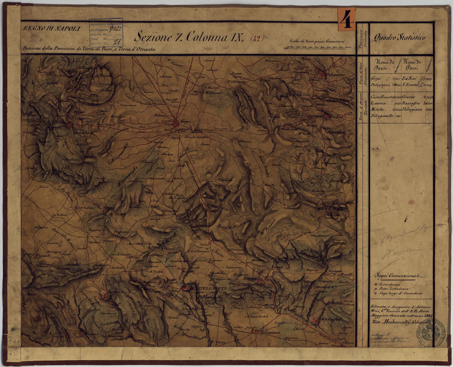 (N:14286) CARTA DELLE PROVINCE CONTINENTALI DELL'EX REGNO DI NAPOLI - SEZIONE 7 COLONNA IX (42) (CA006051) Carte e stampe antiche: riproduzione a colori su carta (formato A1)