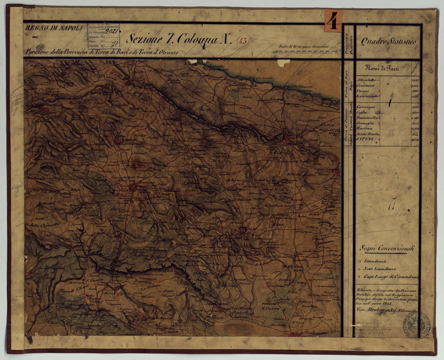 (N:14291) CARTA DELLE PROVINCE CONTINENTALI DELL'EX REGNO DI NAPOLI - SEZIONE 7 COLONNA X (43) (CA006052) Carte e stampe antiche: riproduzione a colori su carta (formato A1)