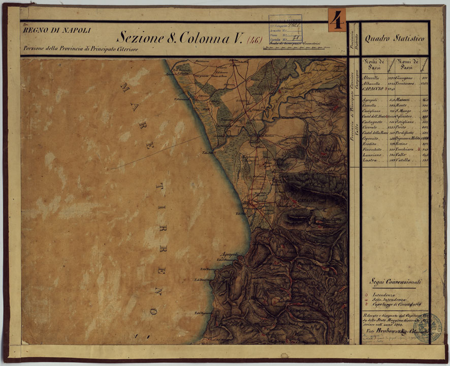 (N:14295) CARTA DELLE PROVINCE CONTINENTALI DELL'EX REGNO DI NAPOLI - SEZIONE 8 COLONNA V (46) (CA006055) Carte e stampe antiche: riproduzione a colori su carta (formato A1)