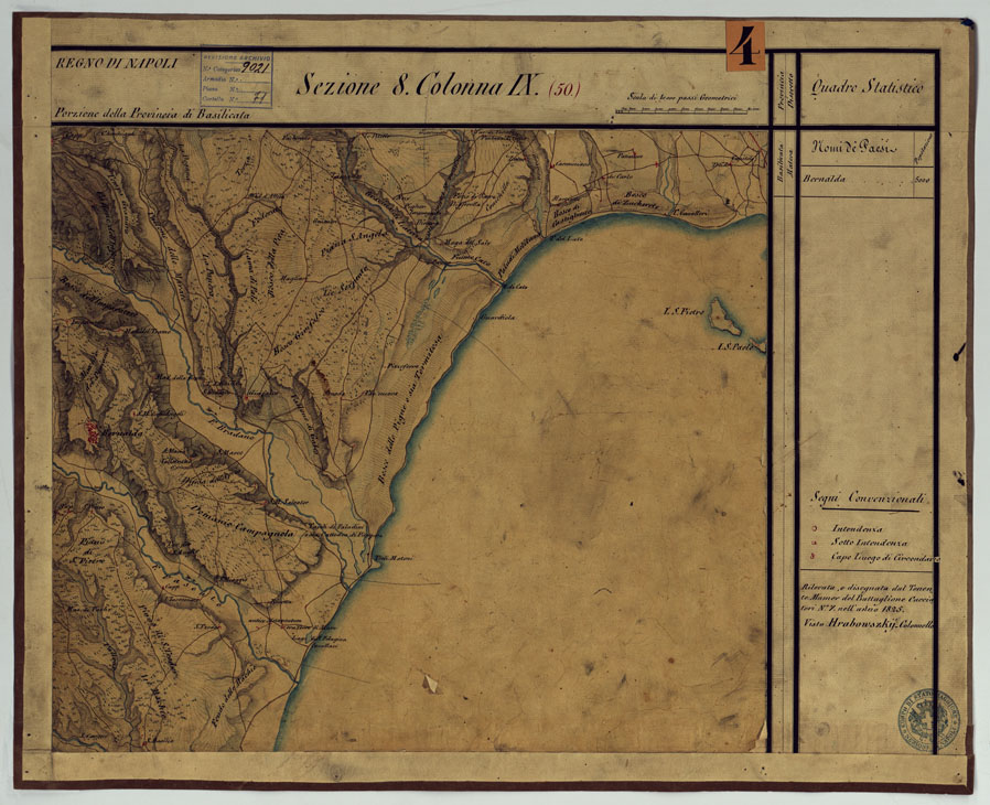 (N:14294) CARTA DELLE PROVINCE CONTINENTALI DELL'EX REGNO DI NAPOLI - SEZIONE 8 COLONNA IX (50) (CA006059) Carte e stampe antiche: riproduzione a colori su carta (formato A1)