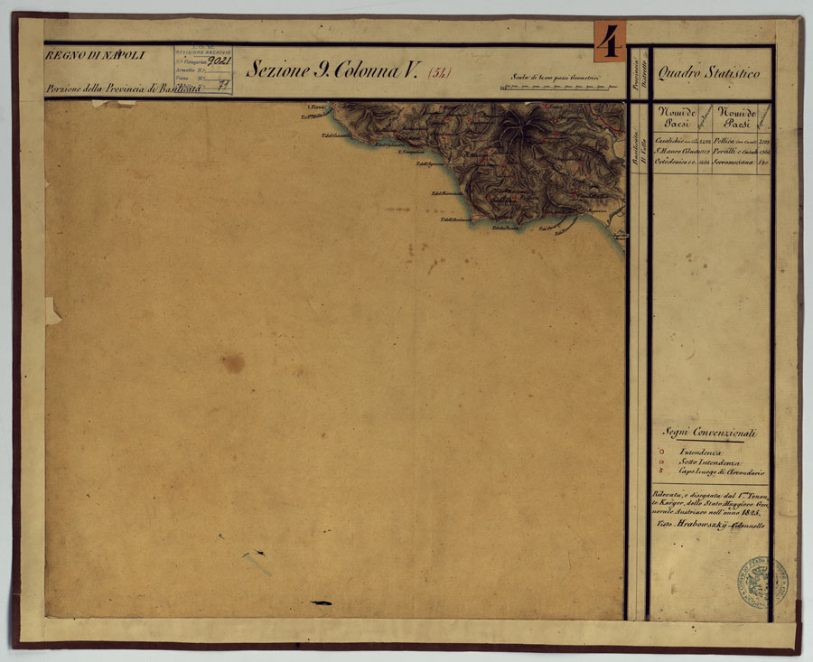 (N:14303) CARTA DELLE PROVINCE CONTINENTALI DELL'EX REGNO DI NAPOLI - SEZIONE 9 COLONNA V (54) (CA006063) Carte e stampe antiche: riproduzione a colori su carta (formato A1)
