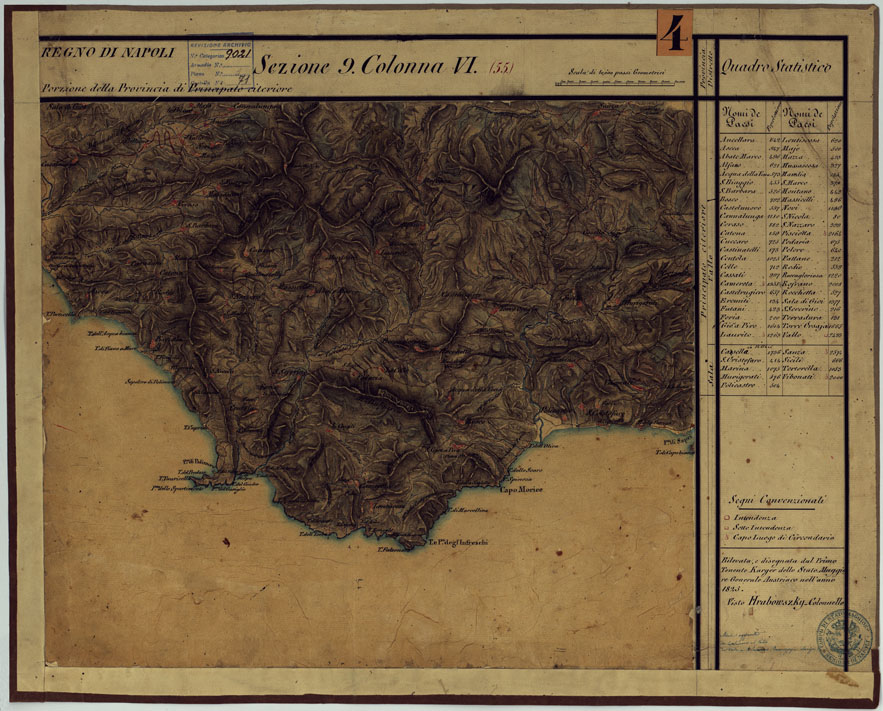 (N:14304) CARTA DELLE PROVINCE CONTINENTALI DELL'EX REGNO DI NAPOLI - SEZIONE 9 COLONNA VI (55) (CA006064) Carte e stampe antiche: riproduzione a colori su carta (formato A1)
