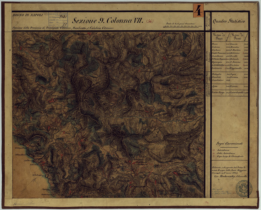 (N:14305) CARTA DELLE PROVINCE CONTINENTALI DELL'EX REGNO DI NAPOLI - SEZIONE 9 COLONNA VII (56) (CA006065) Carte e stampe antiche: riproduzione a colori su carta (formato A1)