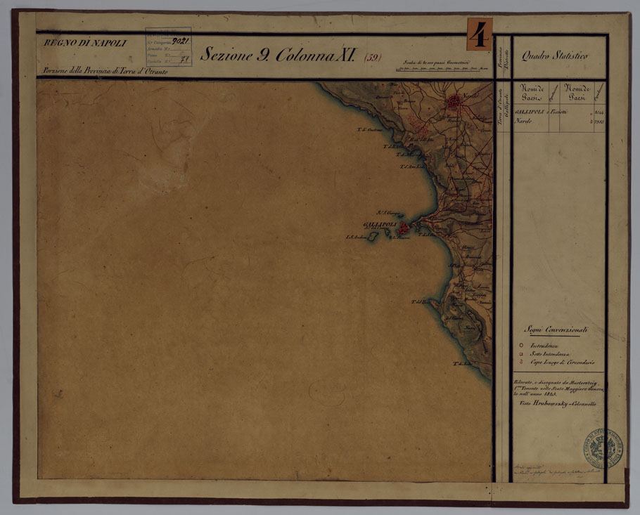 (N:14307) CARTA DELLE PROVINCE CONTINENTALI DELL'EX REGNO DI NAPOLI - SEZIONE 9 COLONNA XI (59) (CA006068) Carte e stampe antiche: riproduzione a colori su carta (formato A1)