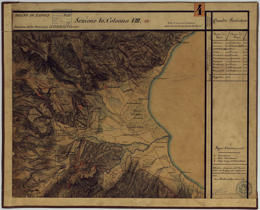 (N:14237) CARTA DELLE PROVINCE CONTINENTALI DELL'EX REGNO DI NAPOLI - SEZIONE 10 COLONNA VIII (62) (CA006071) Carte e stampe antiche: riproduzione a colori su carta (formato A1)