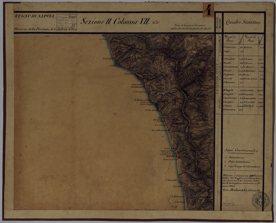 (N:14239) CARTA DELLE PROVINCE CONTINENTALI DELL'EX REGNO DI NAPOLI - SEZIONE 11 COLONNA VII (63) (CA006072) Carte e stampe antiche: riproduzione a colori su carta (formato A1)