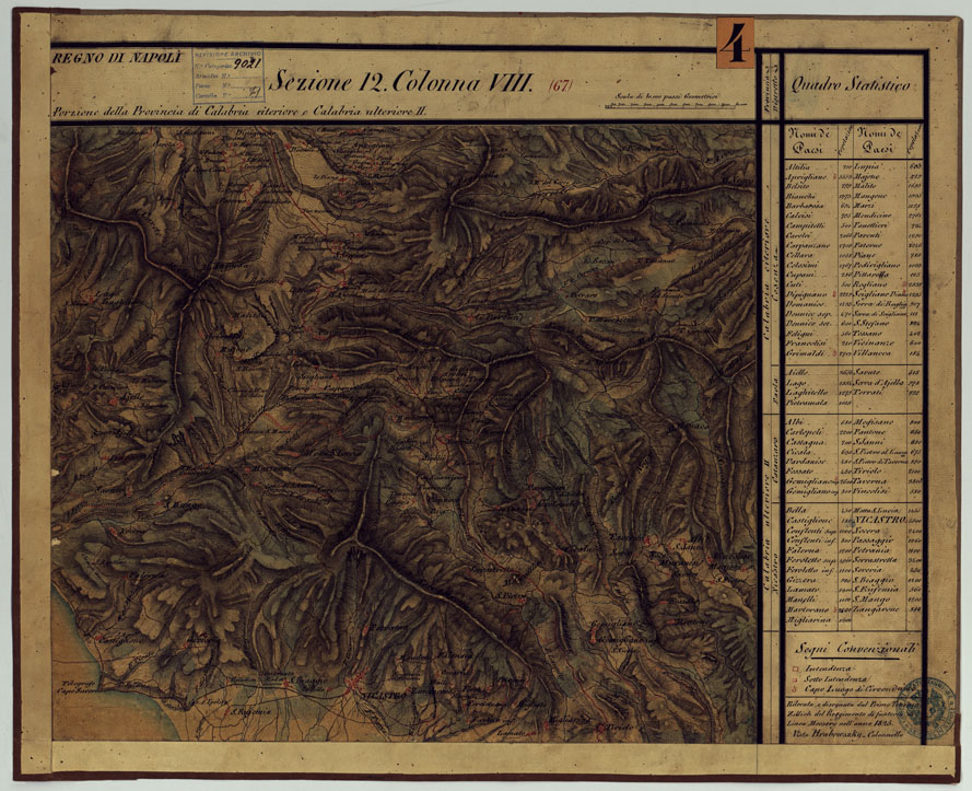 (N:14243) CARTA DELLE PROVINCE CONTINENTALI DELL'EX REGNO DI NAPOLI - SEZIONE 12 COLONNA VIII (67) (CA006076) Carte e stampe antiche: riproduzione a colori su carta (formato A1)