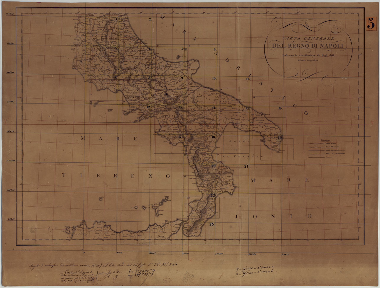 (N:14522) CARTA DELLE PROVINCIE NAPOLETANE IN 25 FOGLI COL PROCEDIMENTO DEL GENERALE AVET ALLA SCALA DI 1 250.000 PUBBLICATA DALL'ISTITUTO TOPOGRAFICO MILITARE 1874 - CARTA GENERALE DEL REGNO DI NAPOLI. (CA006088) Carte e stampe antiche: riproduzione a colori su carta (formato A1)