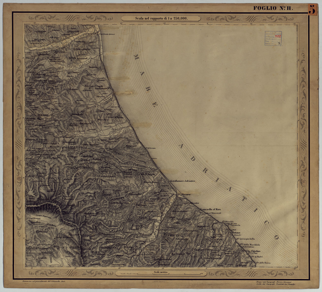 (N:14524) CARTA DELLE PROVINCIE NAPOLETANE IN 25 FOGLI COL PROCEDIMENTO DEL GENERALE AVET ALLA SCALA DI 1 250.000 PUBBLICATA DALL'ISTITUTO TOPOGRAFICO MILITARE 1874 - FOGLIO II. (CA006092) Carte e stampe antiche: riproduzione a colori su carta (formato A1)