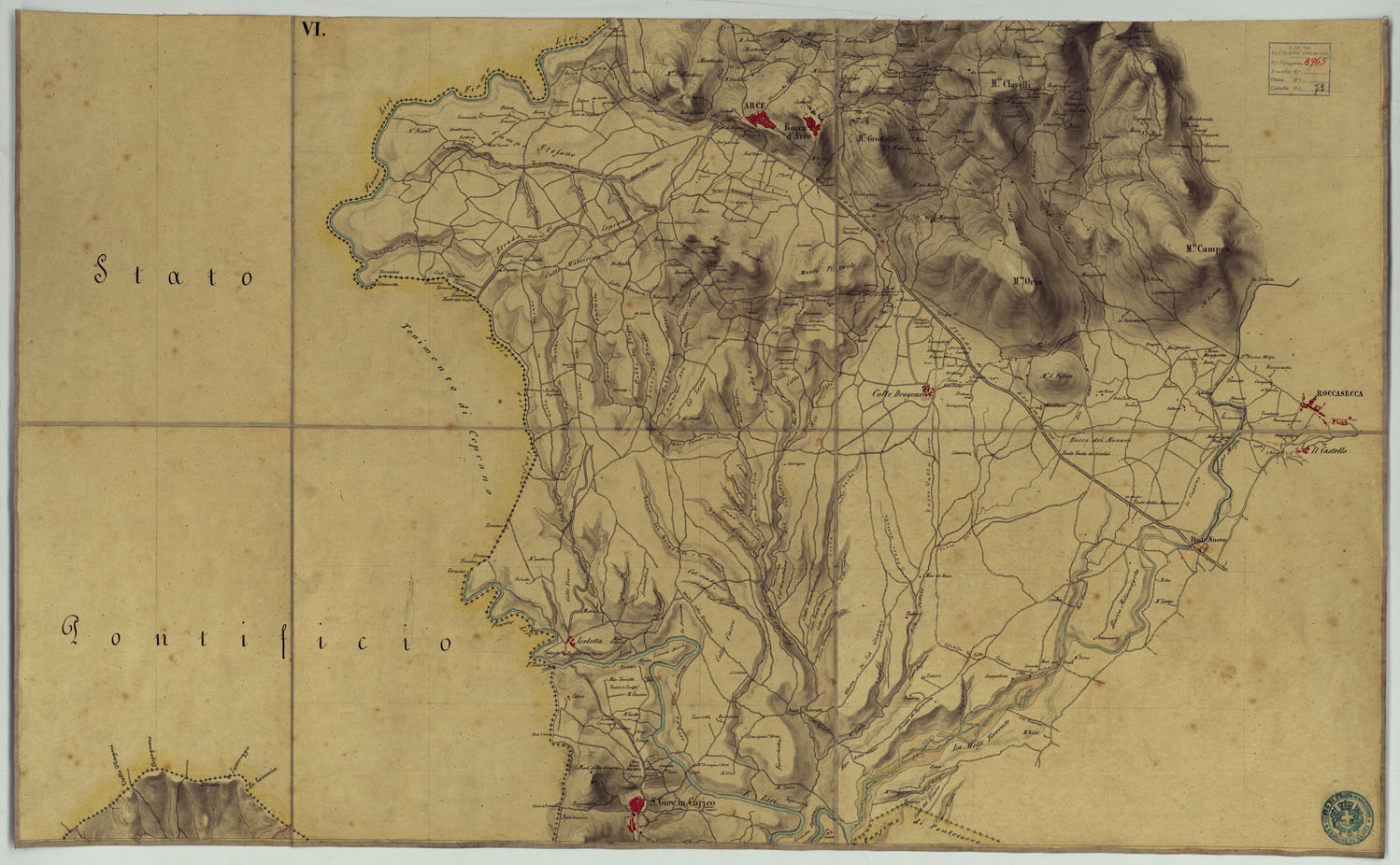 (N:9901) FRONTIERA DEL GIA' REAME DI NAPOLI - FOGLIO VI. (CA006130) Carte e stampe antiche: riproduzione a colori su carta (formato A1)