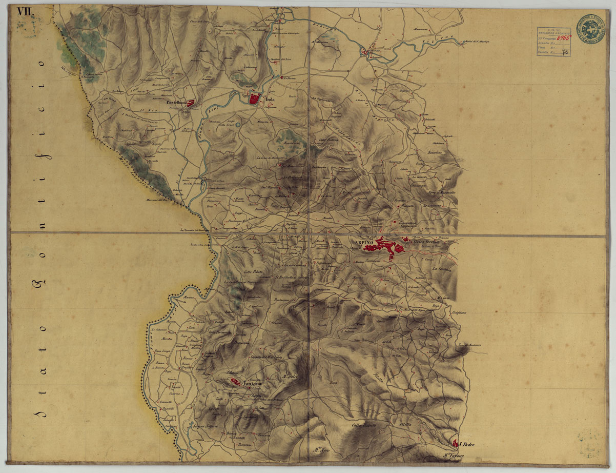 (N:9902) FRONTIERA DEL GIA' REAME DI NAPOLI - FOGLIO VII. (CA006131) Carte e stampe antiche: riproduzione a colori su carta (formato A1)