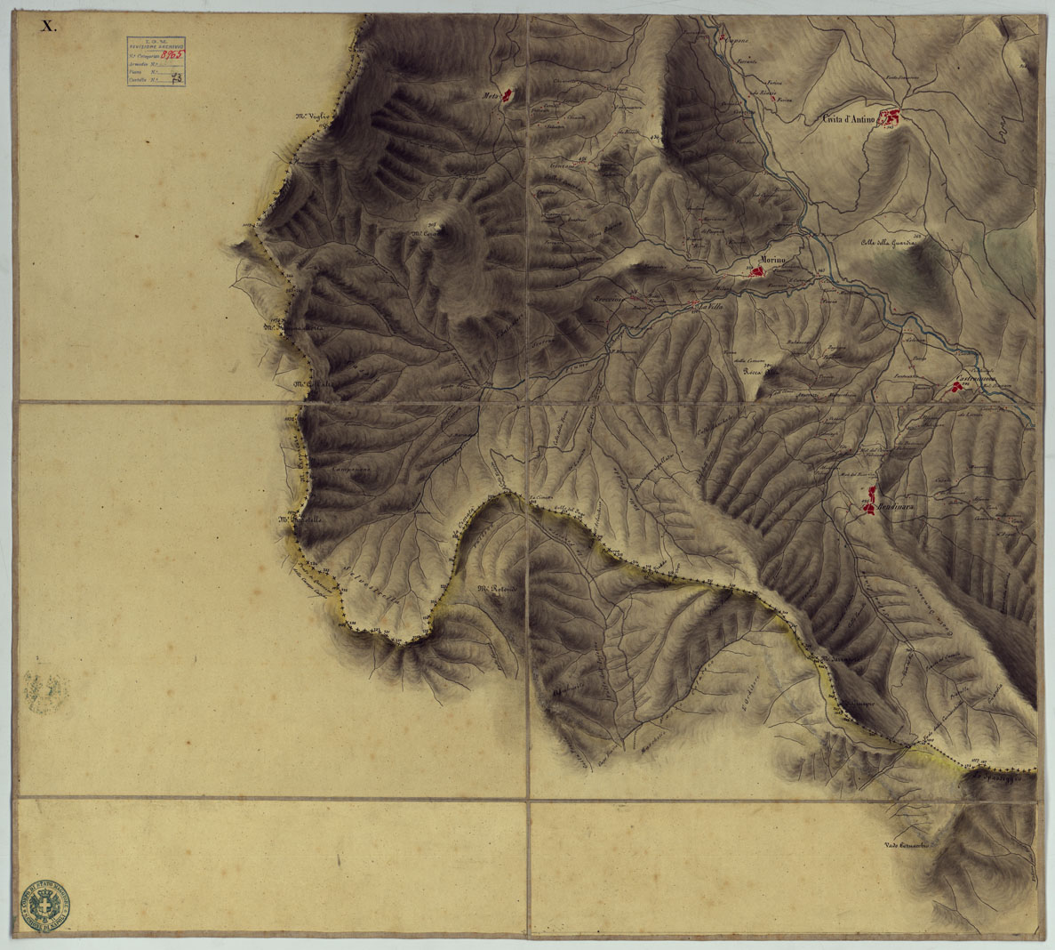 (N:9904) FRONTIERA DEL GIA' REAME DI NAPOLI - FOGLIO X. (CA006134) Carte e stampe antiche: riproduzione a colori su carta (formato A1)