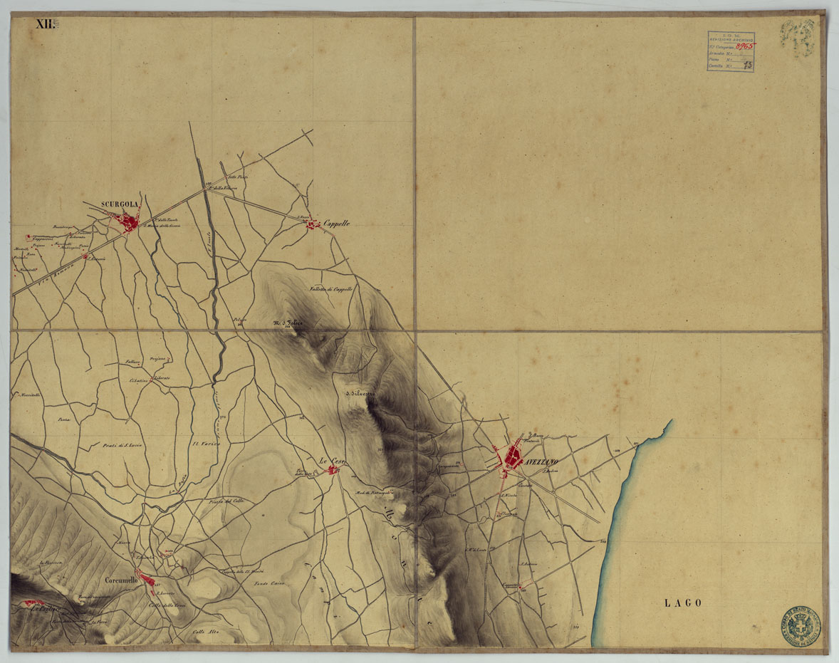 (N:9906) FRONTIERA DEL GIA' REAME DI NAPOLI - FOGLIO XII. (CA006136) Carte e stampe antiche: riproduzione a colori su carta (formato A1)