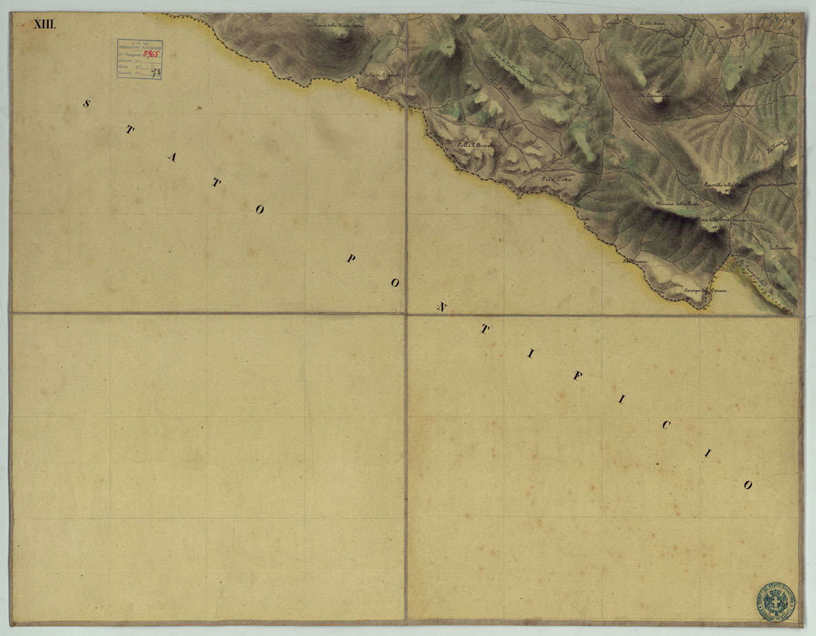 (N:9907) FRONTIERA DEL GIA' REAME DI NAPOLI - FOGLIO XIII. (CA006137) Carte e stampe antiche: riproduzione a colori su carta (formato A1)