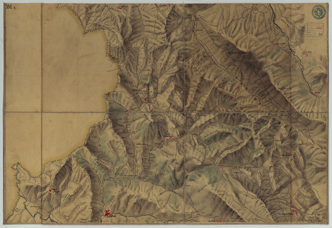 (N:9442) FRONTIERA DEL GIA' REAME DI NAPOLI - FOGLIO XVI. (CA006140) Carte e stampe antiche: riproduzione a colori su carta (formato A1)