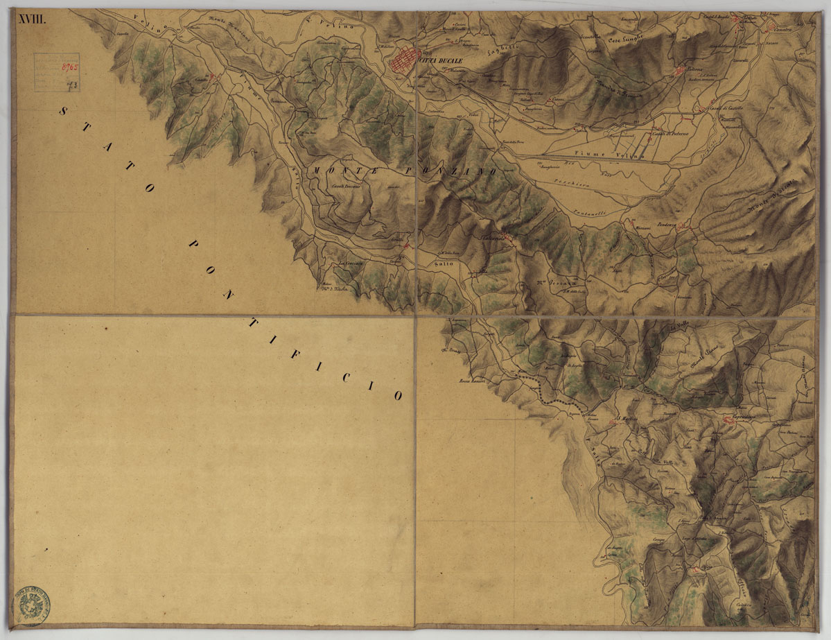 (N:9913) FRONTIERA DEL GIA' REAME DI NAPOLI - FOGLIO XVIII. (CA006142) Carte e stampe antiche: riproduzione a colori su carta (formato A1)