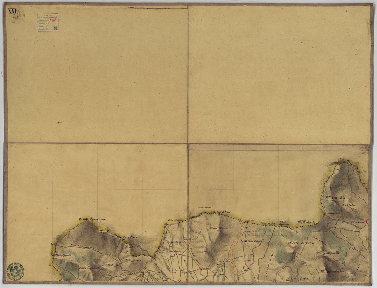 (N:9916) FRONTIERA DEL GIA' REAME DI NAPOLI - FOGLIO XXI. (CA006146) Carte e stampe antiche: riproduzione a colori su carta (formato A1)
