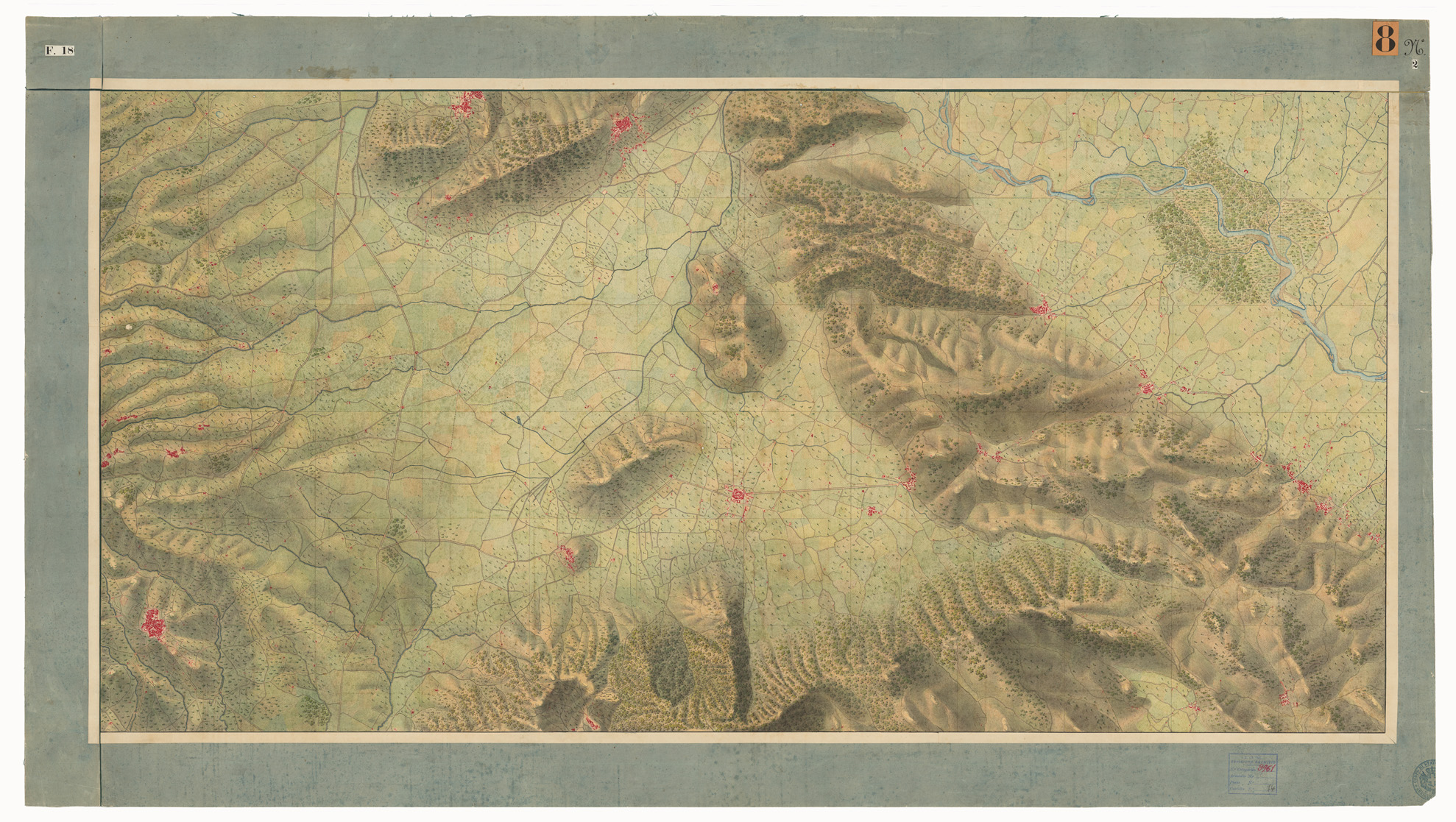 (N:9447) DISEGNI ORIGINALI DELLA CARTA DEI DINTORNI DI NAPOLI ALLA SCALA DI 1: 20.000 ESEGUITI NELL'UFFICIO TOPOGRAFICO DELL'EX - REGNO DI NAPOLI 1836-40  - FOGLIO 18  N.2. (CA006170) Carte e stampe antiche: riproduzione a colori su carta (formato A1)