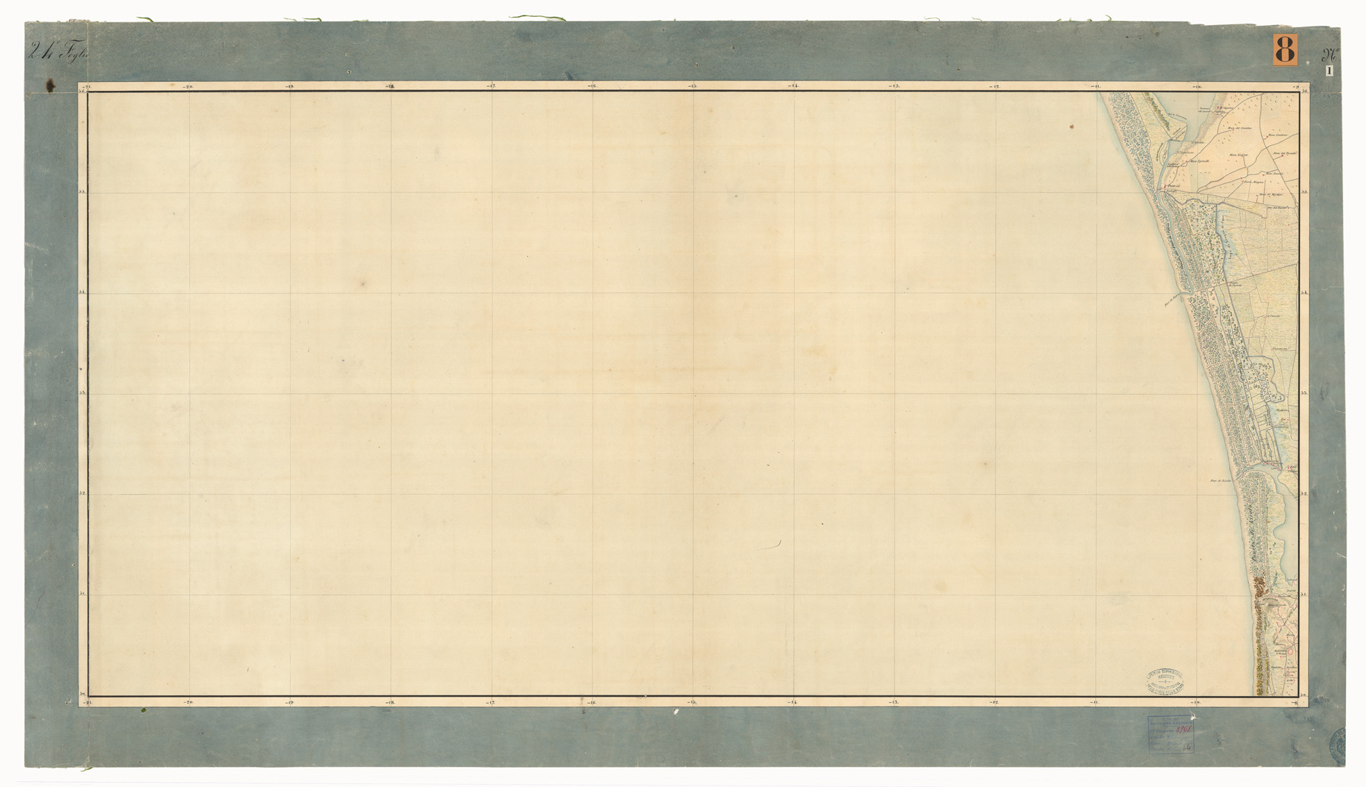 (N:9463) DISEGNI ORIGINALI DELLA CARTA DEI DINTORNI DI NAPOLI ALLA SCALA DI 1: 20.000 ESEGUITI NELL'UFFICIO TOPOGRAFICO DELL'EX - REGNO DI NAPOLI 1836-40 - FOGLIO 24 N.1. (CA006192) Carte e stampe antiche: riproduzione a colori su carta (formato A1)