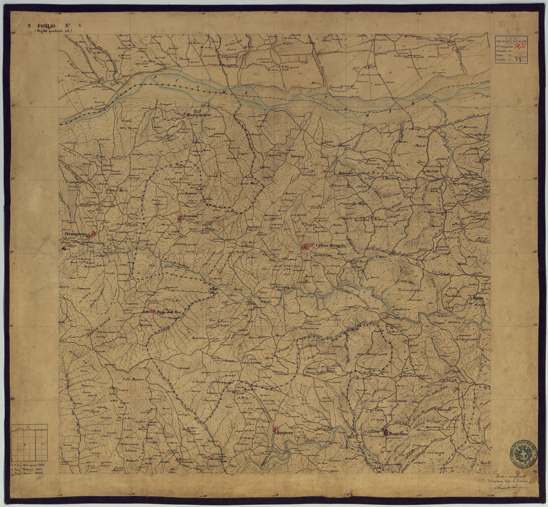 (N:1972) TAVOLETTE AL 20.000 PER LA CARTA DEL REGNO DI NAPOLI - FOGLIO 3 TAVOLA 6. (CA006259) Carte e stampe antiche: riproduzione a colori su carta (formato A1)