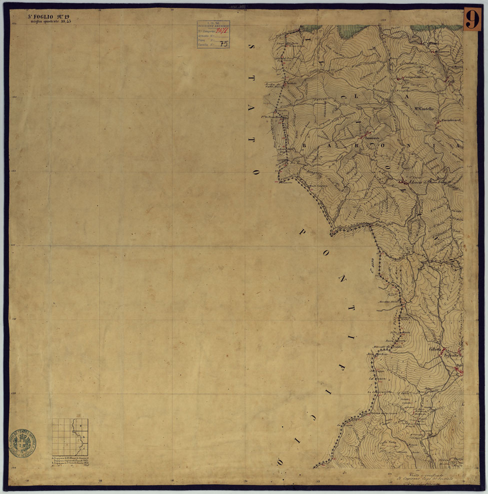 (N:1986) TAVOLETTE AL 20.000 PER LA CARTA DEL REGNO DI NAPOLI - FOGLIO 5 TAVOLA 19. (CA006279) Carte e stampe antiche: riproduzione a colori su carta (formato A1)