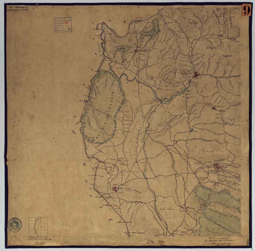 (N:2029) TAVOLETTE AL 20.000 PER LA CARTA DEL REGNO DI NAPOLI  - FOGLIO 8 TAVOLA 1. (CA006288) Carte e stampe antiche: riproduzione a colori su carta (formato A1)