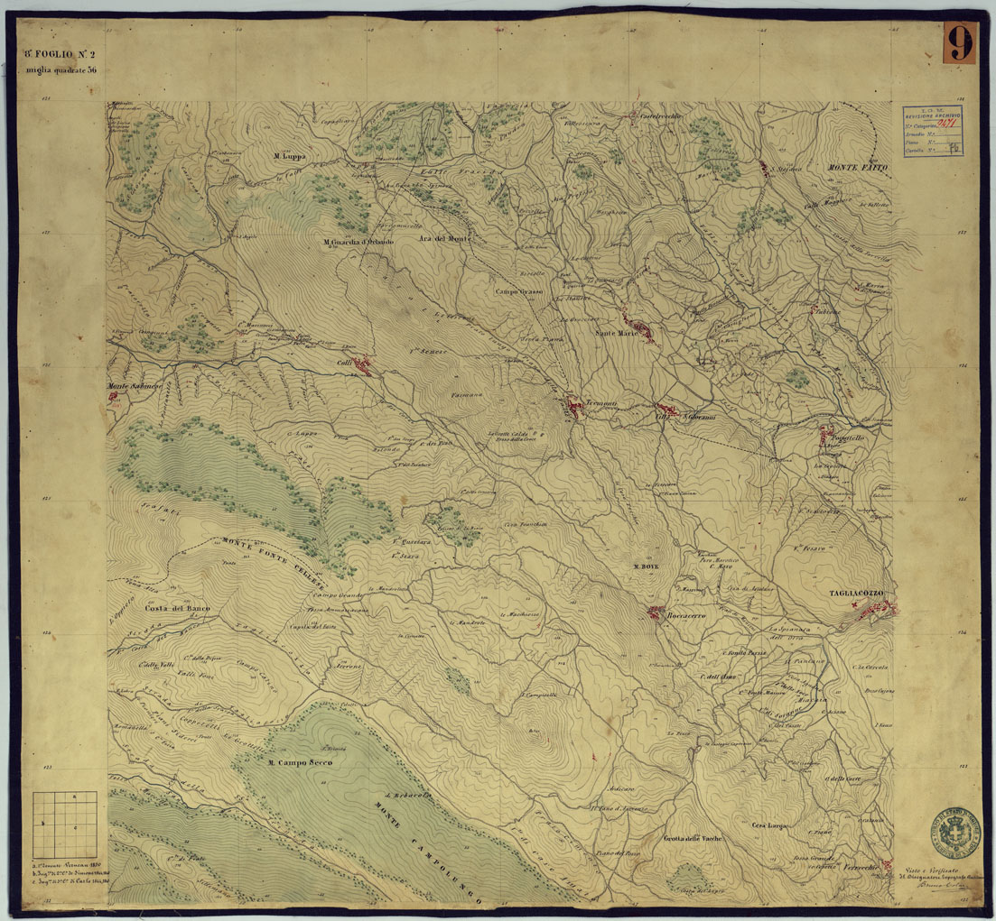 (N:2040) TAVOLETTE AL 20.000 PER LA CARTA DEL REGNO DI NAPOLI  - FOGLIO 8 TAVOLA 2. (CA006289) Carte e stampe antiche: riproduzione a colori su carta (formato A1)
