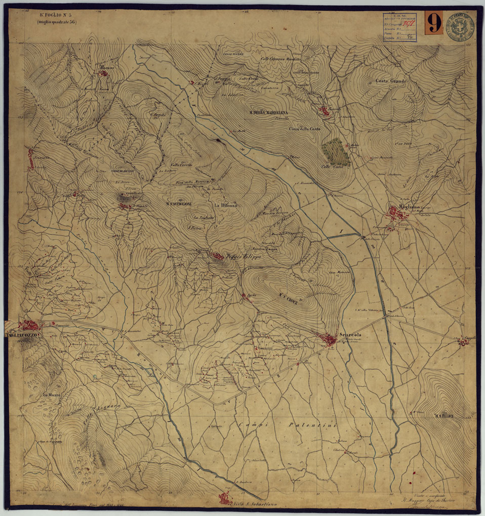 (N:2041) TAVOLETTE AL 20.000 PER LA CARTA DEL REGNO DI NAPOLI - FOGLIO 8 TAVOLA 3. (CA006290) Carte e stampe antiche: riproduzione a colori su carta (formato A1)
