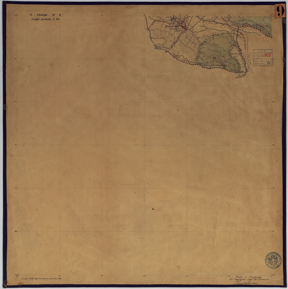 (N:2044) TAVOLETTE AL 20.000 PER LA CARTA DEL REGNO DI NAPOLI - FOGLIO 8 TAVOLA 7. (CA006293) Carte e stampe antiche: riproduzione a colori su carta (formato A1)