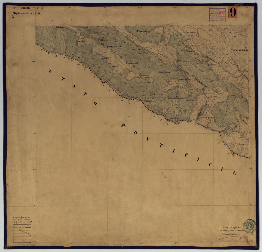 (N:2045) TAVOLETTE AL 20.000 PER LA CARTA DEL REGNO DI NAPOLI - FOGLIO 8 TAVOLA 8. (CA006294) Carte e stampe antiche: riproduzione a colori su carta (formato A1)