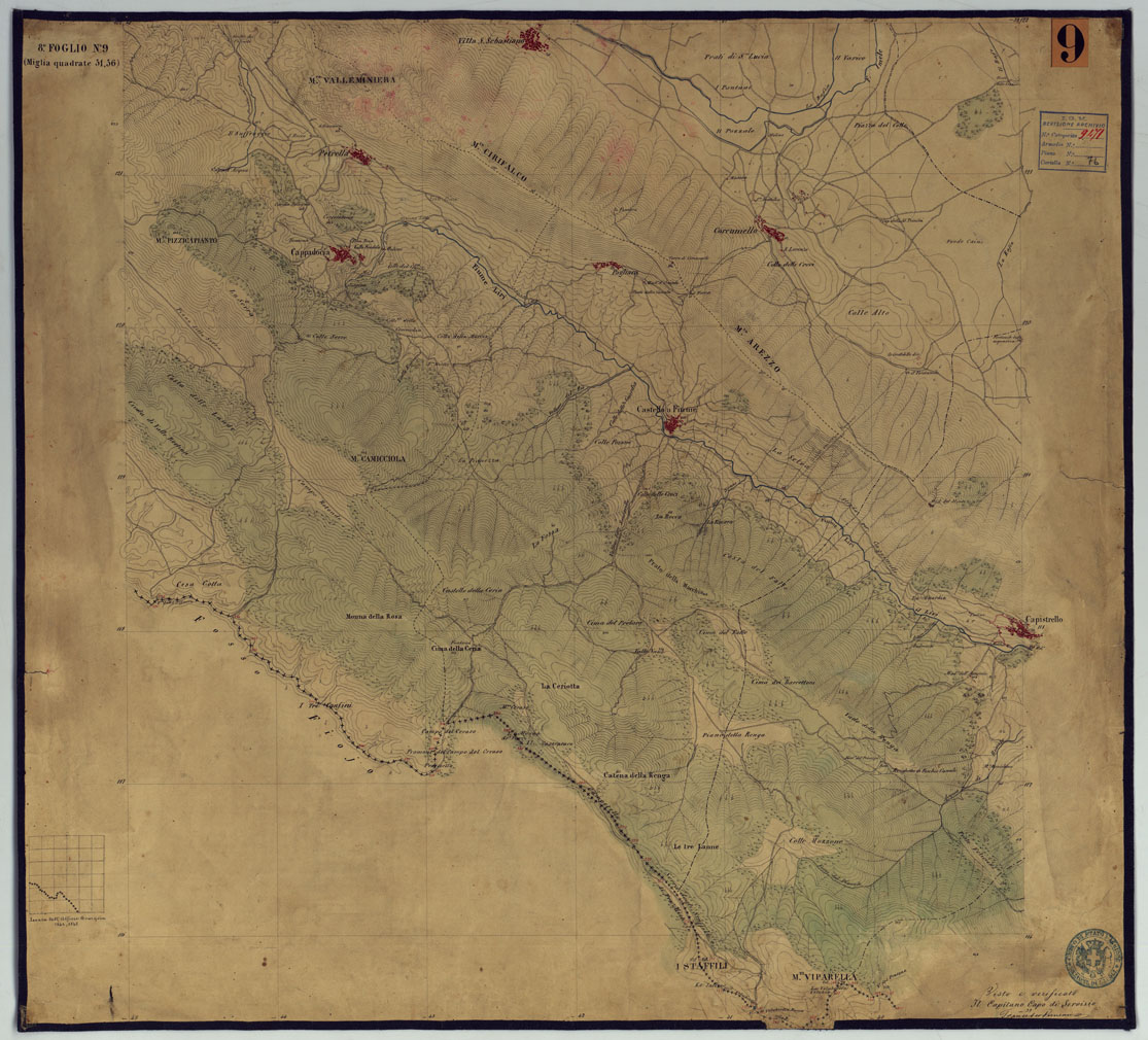 (N:2046) TAVOLETTE AL 20.000 PER LA CARTA DEL REGNO DI NAPOLI - FOGLIO 8 TAVOLA 9. (CA006295) Carte e stampe antiche: riproduzione a colori su carta (formato A1)