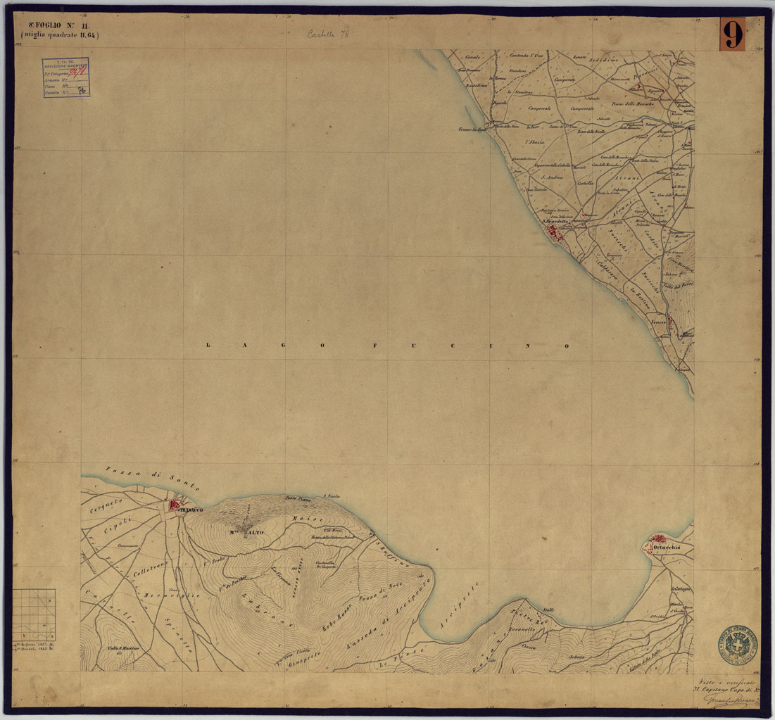 (N:2031) TAVOLETTE AL 20.000 PER LA CARTA DEL REGNO DI NAPOLI - FOGLIO 8 TAVOLA 11. (CA006297) Carte e stampe antiche: riproduzione a colori su carta (formato A1)