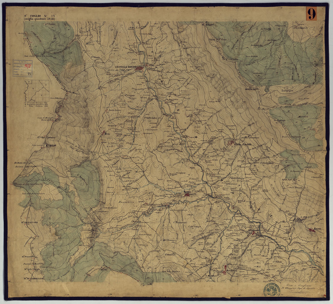 (N:2033) TAVOLETTE AL 20.000 PER LA CARTA DEL REGNO DI NAPOLI - FOGLIO 8 TAVOLA 13. (CA006299) Carte e stampe antiche: riproduzione a colori su carta (formato A1)