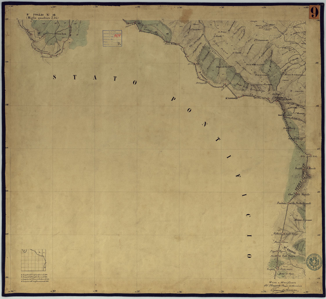 (N:2036) TAVOLETTE AL 20.000 PER LA CARTA DEL REGNO DI NAPOLI - FOGLIO 8 TAVOLA 16. (CA006302) Carte e stampe antiche: riproduzione a colori su carta (formato A1)